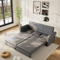 93.7 King Pull Out Sofa Bed Faux Leather Sleeper Sofa Couch 3 in 1 Convertible Futon Couches for Living Room Small Space Apartment Office Bedroom Modern Rivet Armrest Grey