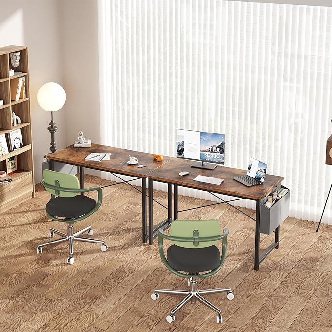 OLIXIS Computer Desk 47 Inch Home Office Desks for Small Spaces Gaming Writing Study Work Table with Storage Bag for Bedroom Rustic Brown