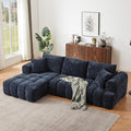 108 L-Shaped Modular Sectional Sofa Chenille Modern Boneless Compression Couch Deep Seat Sofa with Left Chaise Lounge and Pillows for Living Room Bedroom Dark Blue
