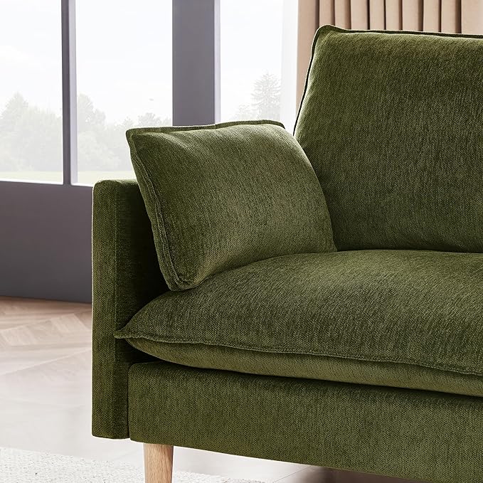 CHITA Modular Cloud Sectional Couch L-Shaped Oversized Cloud Couches for Living Room Mid Century Modern Sectional Sofa Comfy Chenille Sofas with Removable Cushions Green