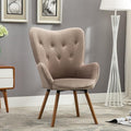 Roundhill Furniture Doarnin Contemporary Silky Velvet Tufted Button Back Accent Chair Taupe