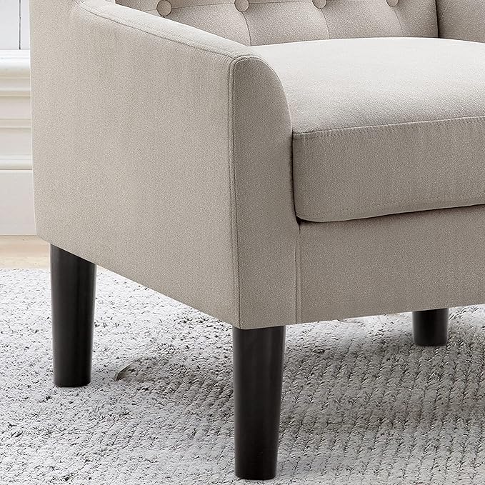 Rosevera Maci Accent ChairsMid Century Modern Armchair for Living Room Comfy Seat for Bedroom ApartmentEasy Assembly Standard Size Pearl Beige