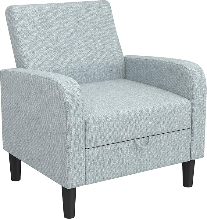 DAGONHIL Accent Chair Living Room Chair Upholstered Reading Chair for Bedroom Linen Fabric Armchair Single Sofa for Living Room/Office/Library (Gray 2 Pack)