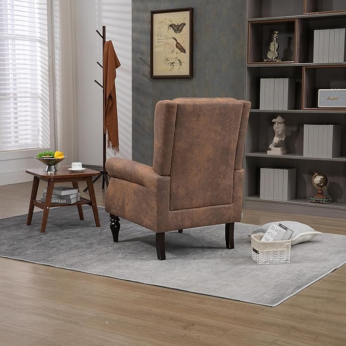 Modern Living Room Armchair Mid Century Accent Chair with Rolled Arms and Tufted BackUpholstered Microsuede Sofa Leisure Chair for Living Room/Bedroom/Office/Club