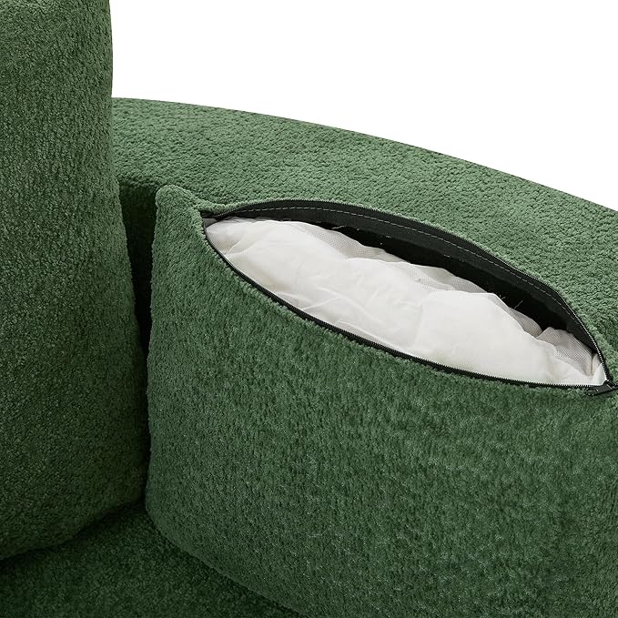 Oversized 55 W Upholstered 360° Swivel Accent Barrel Chair and a Half Modern Comfy Cuddler Sofa Lounge with Pillows for Living Room Bedroom Hotel (Chenille Green)