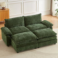 Modular Sectional Sofa 80.3 Inch U Shaped Couch Set with Armrests 3-Seater Comfy Cloud Boneless Couches with 2 Movable Ottomans for Living Room Apartment Dark Green