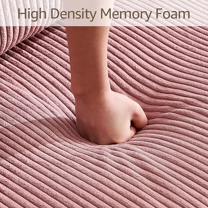 Modern Corduroy Sofa 88.5 inch Wide Living Room Couch with Wide Arms 3-Seater Living Room Couch with Throw Pillows Pink
