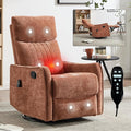 360°Rotating Heated Massage Chair with 8 Vibrating nodesComfortable Rocking Chaise Lounge with Black Metal Base Single Sofa for Living RoomBedroomOfficeOrange Chenille