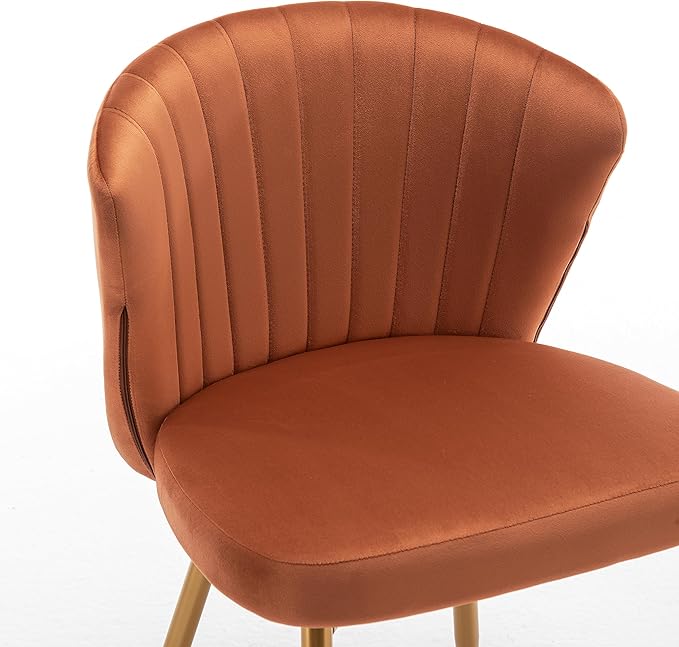 Modern Velvet Accent Chair for Living Room Bedroom Entryway or Small Spaces with Channel-Tufted Design Comfortable and Trendy Armless Seat Red Orange