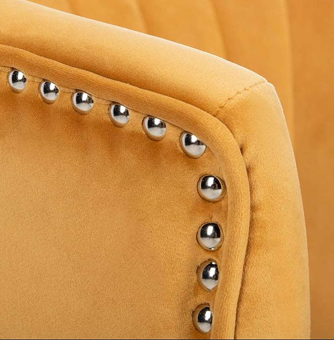 Safavieh Home Stazia Retro Glam Marigold Velvet and Black Wingback Accent Chair