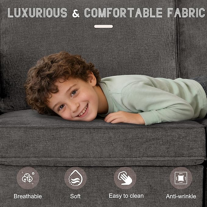 107 Modular Sectional Sleeper Sofa with Pull Out Bed 7 Seat U Shaped Couch with Storage Ottoman USB Port &amp 6 Pillows Sectional Couches for Living Room &amp Apartment Modular Cloud Couch Gre