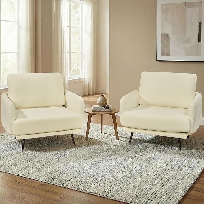 Oversized Accent Chair for Living Room Chairs Reading Arm Chair Comfy Modern Single Sofa Side Chairs with Metal Legs &amp Soft Cushion for Bedroom Waiting Room