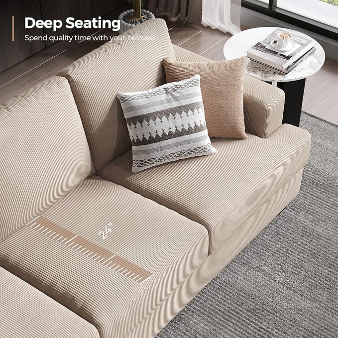 Fadware Sofa Couch 3 Seater Sofa with Suppleness Armrests Fabric Deep Seat Sofa with Upholstered Cushion&amp Backrests Modern Comfy Couch for Living Room Apartment