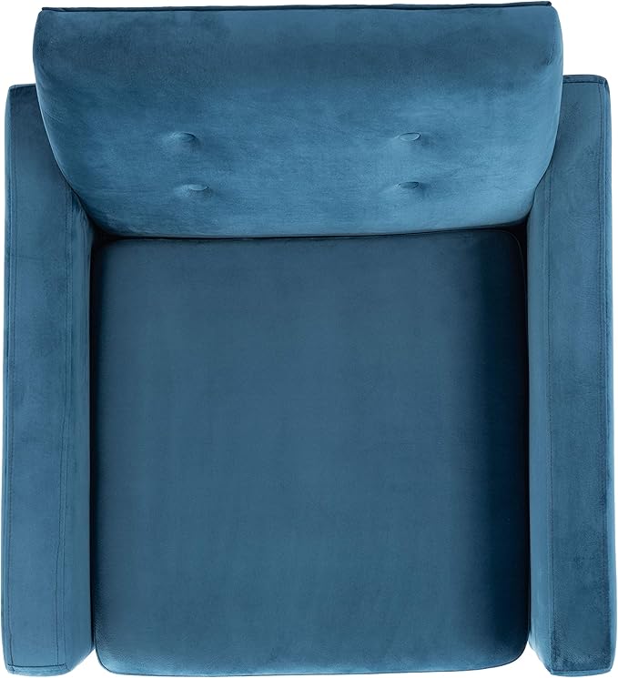 SAFAVIEH Home Collection Roald Velvet Sofa Accent Club Chair ACH6209A Prussian Blue/Antique Coffee