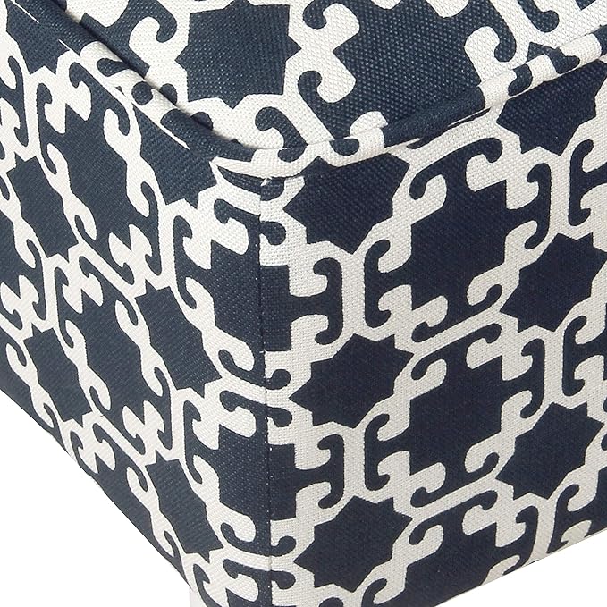HomePop Youth Modern Armless Slipper Chair Indigo and White Lattice