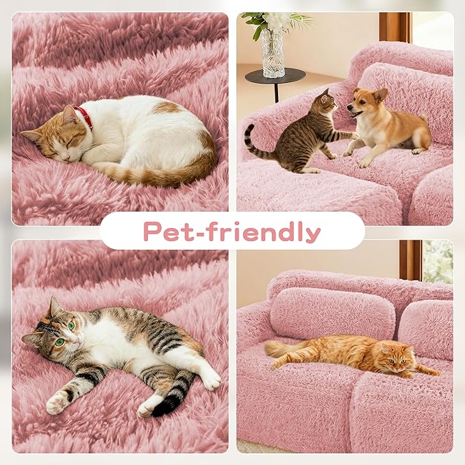 80.3 loveseat Sectional Couches for Living Room - Cloud Modular Couch Boneless Plush Sofa with Deep Seat &amp Support Pillow - Pink
