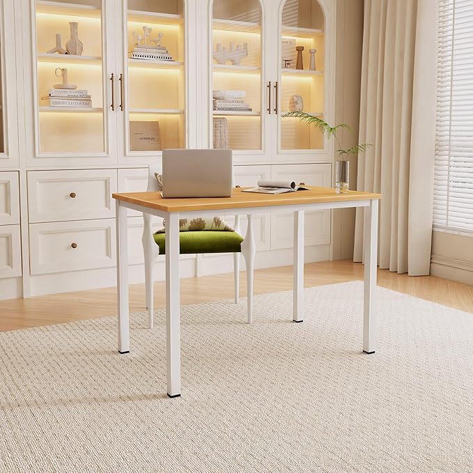40 Inch Computer Desk Small Home Office Desk with Deeper Desktop Study Writing Gaming Table Modern Simple PC Desk for Office Home Bedroom Easy Assembly Adjustable Feet Oak