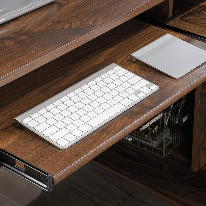 Sauder Clifford Place L-Desk L: 59.06 x W: 53.54 x H: 30.2 in Grand Walnut finish