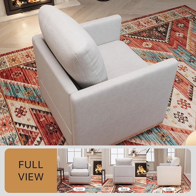 Chenille Swivel Chairs Set of 2 30.7 W Modern Accent Single Sofa Armchairs for Office Living Room Bedroom Light Gray.