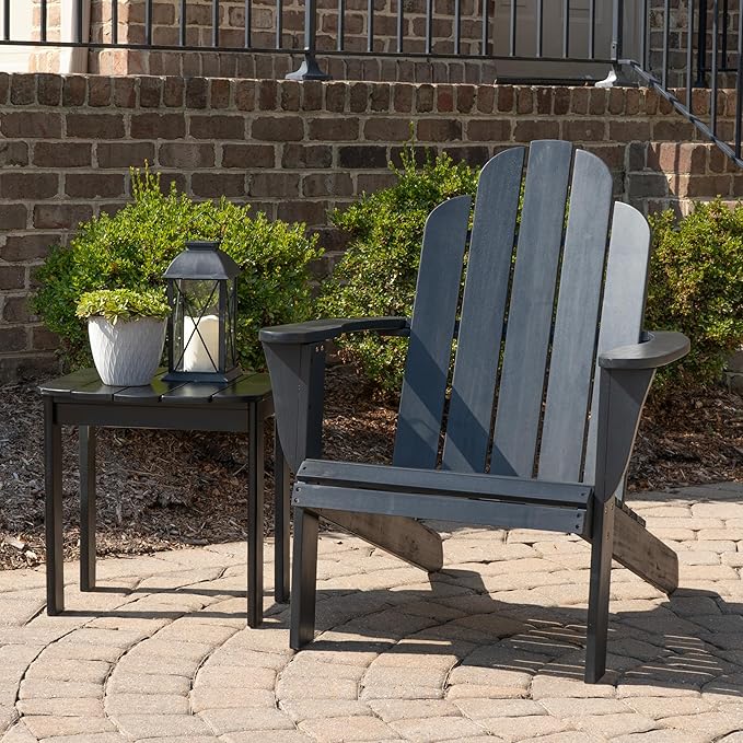 Linon Jayce Black Solid Wood Adirondack Two Piece Chair and Side Table Set