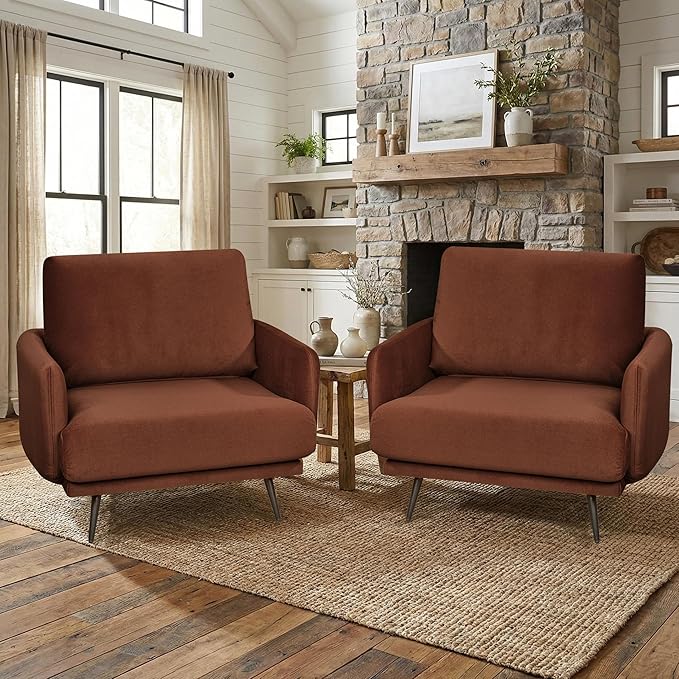Oversized Accent Chair for Living Room Chairs Reading Arm Chair Comfy Modern Single Sofa Side Chairs with Metal Legs &amp Soft Cushion for Bedroom Waiting Room