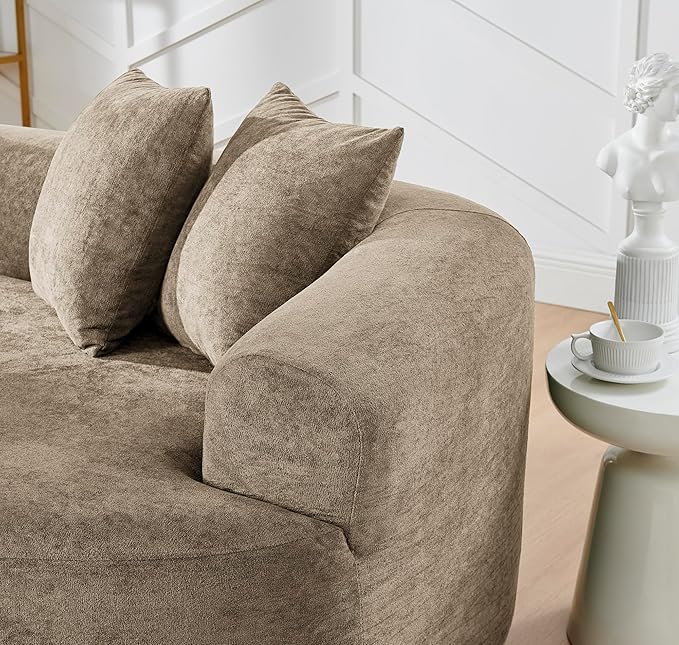 Curved Boneless Sofa Couches 4-Seat Tight Backrest Couch for Living Room Bedroom Boneless Cloud Sofa with 4 Pillows Floor Sofa in A Box No Assembly Required