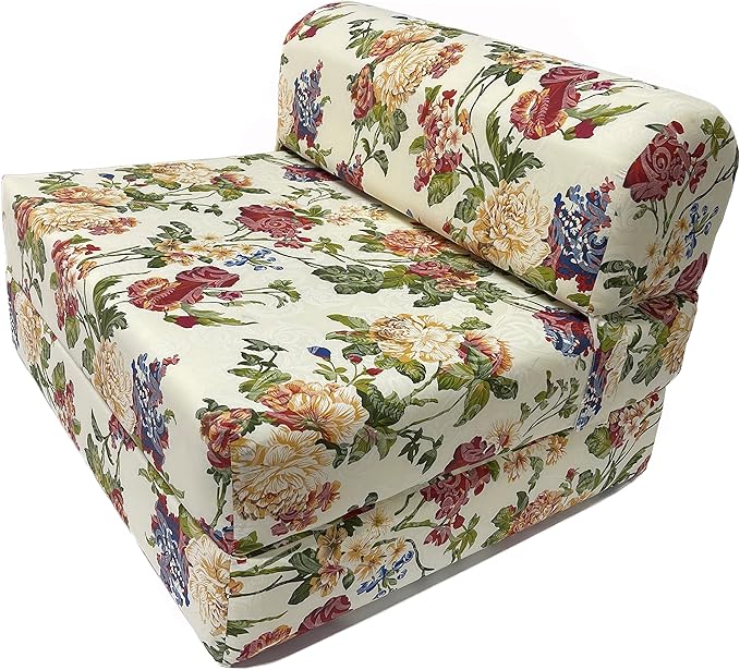 D&ampD Futon Furniture Sleeper Chair Folding Foam Beds Portable Studio Guest Sofa Bed (Big Roses 70 x 36 x 6)