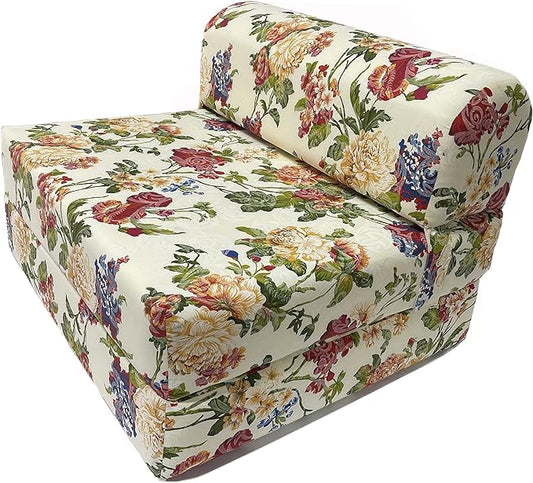 D&ampD Futon Furniture Sleeper Chair Folding Foam Beds Portable Studio Guest Sofa Bed (Big Roses 70 x 36 x 6)