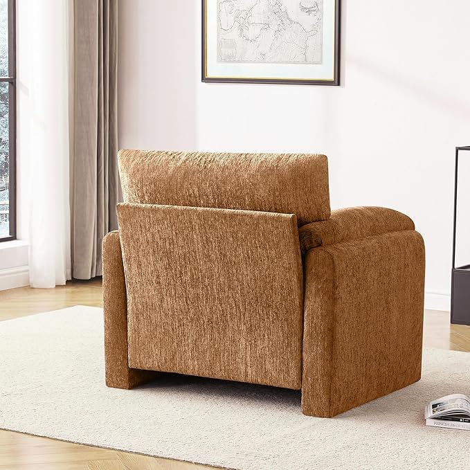 Chenille Oversized Armchair 38.6' Wide Accent Chairs for Living Room &amp Bedroom Modern Lounge Chair Upholstered Mid-Century Reading Chair (Rustic Bronzing Cloth 1 Pack)