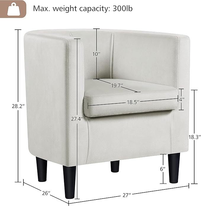 Yaheetech Velvet Accent Chair Modern and Comfortable Armchairs Upholstered Barrel Sofa Chair for Living Room Bedroom Waiting Room Beige 2pcs