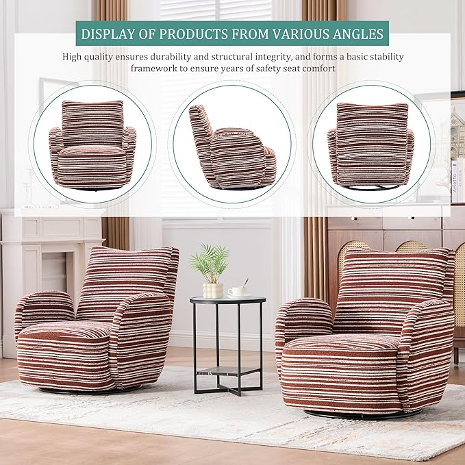 Modern Boucle Upholstered Accent Swivel Barrel ChairLeisure Club Lounge Chair with Sand-Rimmed Fabric and Metal Bracket for Living Room Bedroom Home Office (Red Boucle)