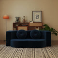 76 Plush Corduroy Convertible Sleeper Sofa Bed Modern Loveseat Sofa with 2 Pillows Compression Couch with Folding Mattress for Living Spaces Blue