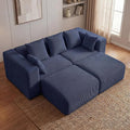Redlife 117” Modular Sectional Sofa with Ottoman L Shaped Modular Couch Large Sectional Couches Corduroy Combination Sofas for Living Room Apartment Bedroom No Assembly Required Blue