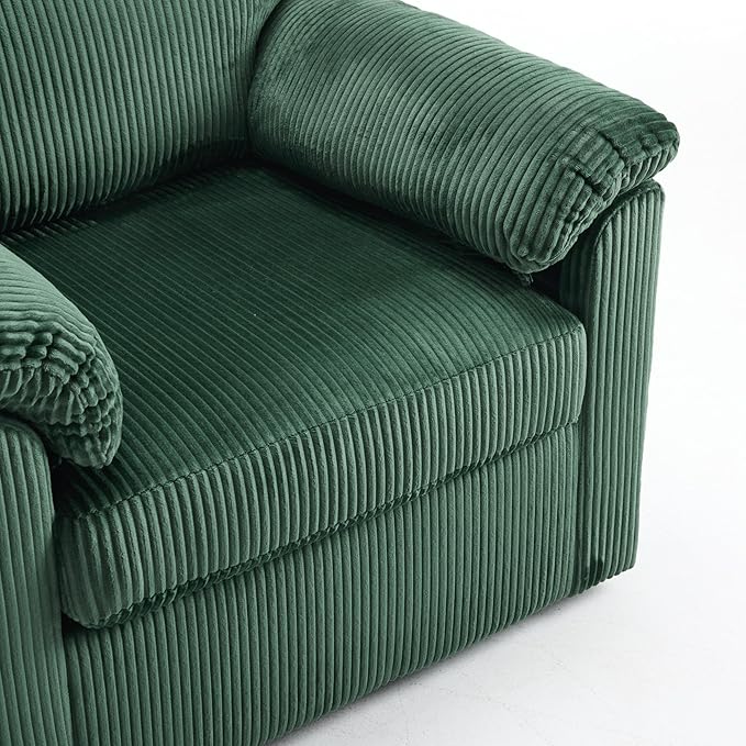 Oversized Swivel Chair 33 Corduroy Swivel Armchair Accent Chair for Living Room Mid Century Modern Comfy Thick Padded Arm Chairs Emerald Green