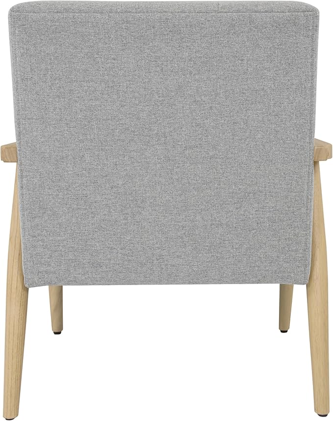 Mid-Century Modern Accent Chair Natural Wood Frame (Gray Woven)