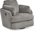 Signature Design by Ashley Tie-Breaker Casual Swivel Glider Recliner with Hidden Storage Gray