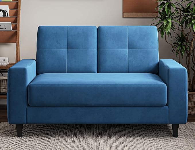 Txtin's Loveseat Sofa | 53 Love Seat | Small couches for Small Spaces | 2 Seater Mini Couch for Bedroom Apartment Office Living Room Blue