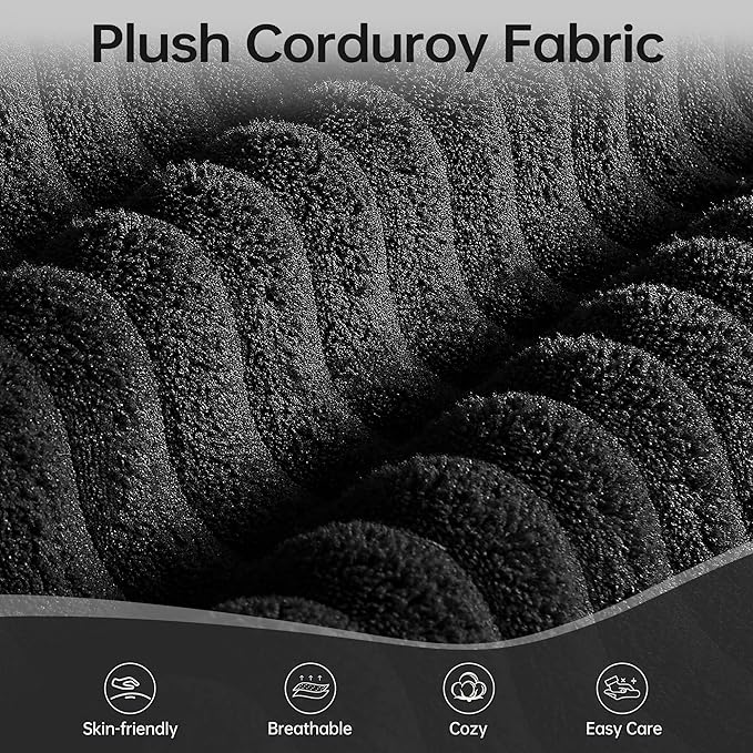 DURASPACE 108 Sectional Couch L Shaped Sofa Boneless Foam Cloud Couches with Chaise Fluffy Plush Corduroy Modular Couches for Living Room (Black Left Facing Chaise)