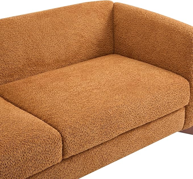 Christopher Knight Home Almab 82 Inches Sofa Couch Cozy Boucle Upholstered 3-Seater Sofa Wood Frame Couch Comfy Couches for Living Room and Office Modern Sofa Caramel Brown