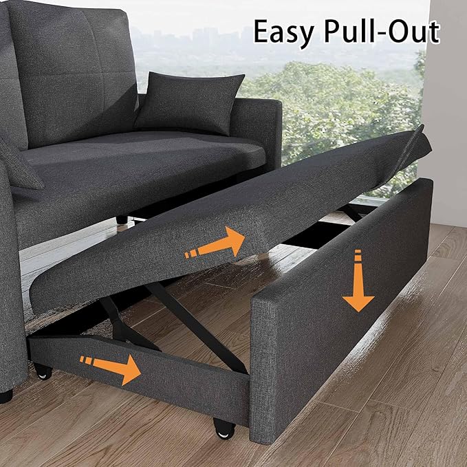 U Shaped Sleeper Sofa Bed: 106 Convertible Pullout Couch Bed with Storage Grey Sleeper Sectional Couches for Living Room Comfortable Modular Couch Beds with Chaise