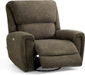 MCombo Power Swivel Rocker Recliner Chair Oversized Power Recliner Chair for Big and Tall People 400lbs Heavy Duty Recliners USB Charge Ports for Living Room Office Fabric OE678 (Brown)