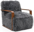 Furniture of America Ramos Modern Lounge Chair with Ultra Soft Faux Fur Long-Haired Accent Sofa Tight Seat and Back Single Couch Fluffy Living Room Seating No Assembly Needed Charcoal Gray