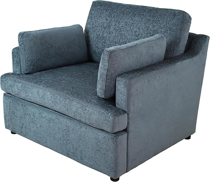 Oversized Accent Chair Modern Upholstered Chairs Single Sofa Chairs Comfortable Armrest Cushions Durable Frame Armchair Accent Chair for Living Room Versatile Neutral Style (Blue/399)