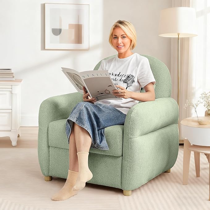 Accent Chairs Set of 2 Living Room Chairs in Chenille Fabric Modern Reading Chair with Storage Function for Living Room Apartment and Compact Spaces (Green)
