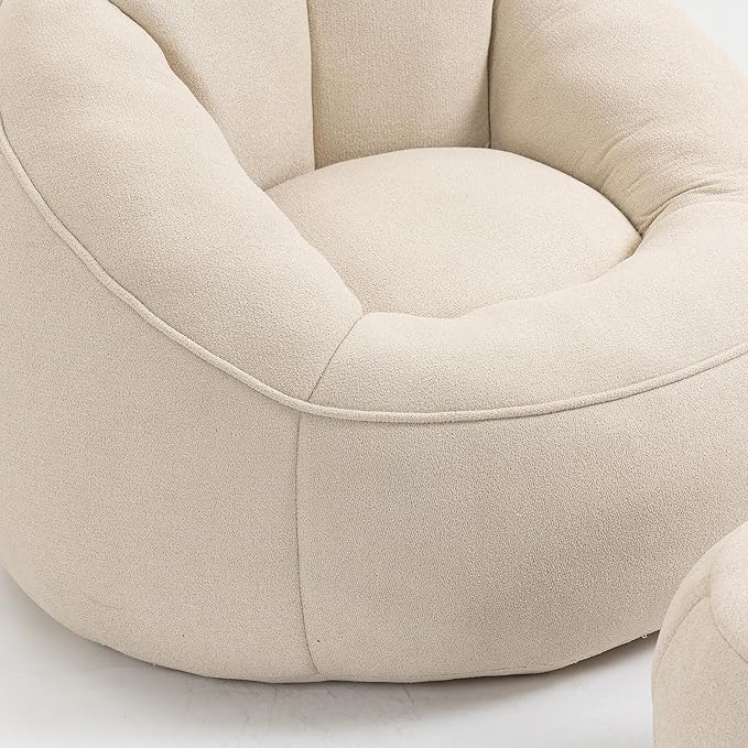Small Bean Bag Chairs for Adults Single Sofa Chair with Ottoman Footrest Bean Bag Couch for Teens with Foam Filler Included Comfy Soft Lazy Sofa for Small Space/Living Room/Bedroom/Study