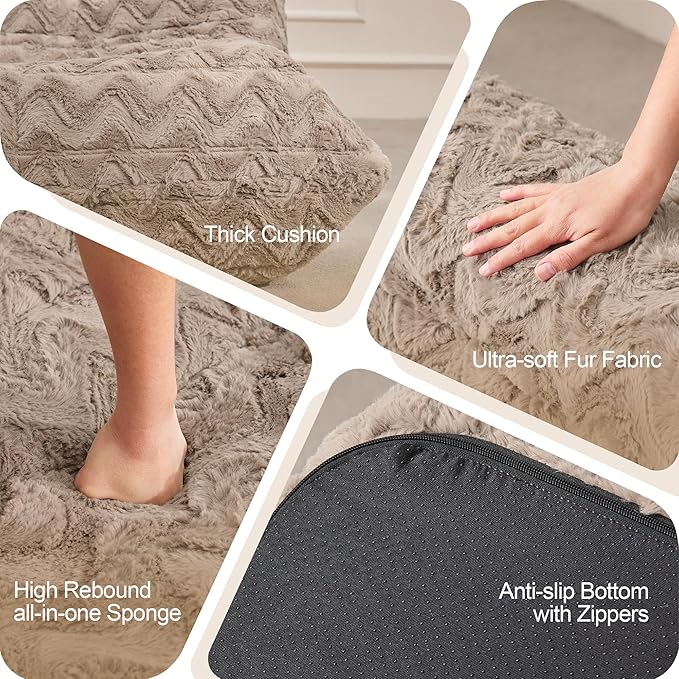 Bean Bag Chairs for Adults Giant Bean Bag Chair Memory Foam BeanBag Chair Bean Bag Sofa with Filler Faux Fur Fireside Beanbags Lazy Sofa for Living Room Bedroom Office (Brown Chevron Single)