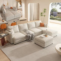 ERYE Oversized Chenille Upholstered Modular Storage Sectional Sofa Couch W/2 Movable Ottomans &amp Cupholders U-Shaped Free Combined Sofa Couch Convertible Sleeper Sofabed for Living Room Apartment