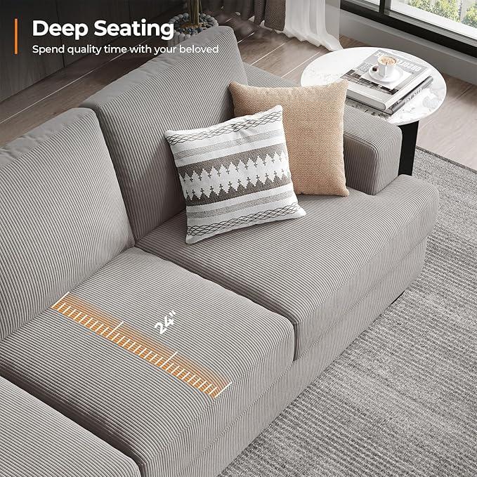 Fadware Sofa Couch 3 Seater Sofa with Suppleness Armrests Fabric Deep Seat Sofa with Upholstered Cushion&amp Backrests Modern Comfy Couch for Living Room Apartment
