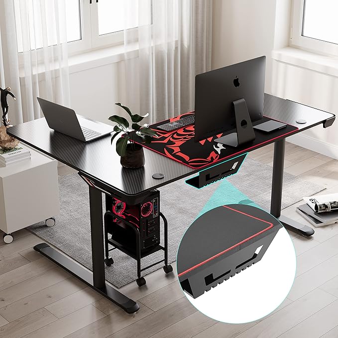EUREKA ERGONOMIC L Shaped Gaming Desk 60 Inch L60 Home Office Corner PC Computer Gamer Table Large Writing Workstation Gifts w Mouse Pad Cable Management Space Saving Easy to Assemble Right Black