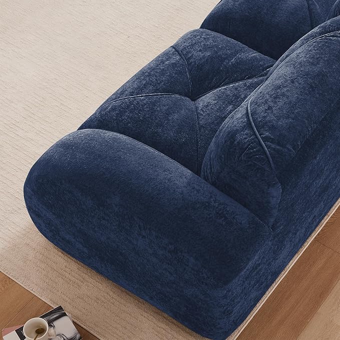 110-Inch Cloud Sectional Couches L-Shaped 4 Seat Boneless Modular Sofa with Ottoman Velvet Tufted Upholstered Boneless Couch Floor Full Foam Sofas for Living Room